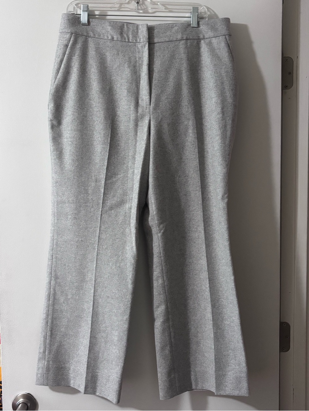 St. John Gray Wool Blend Tailored Wide Leg Crop Trousers Size 12